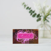 Grunge Business Card Glitter Salon Spa Brown Pink Visitenkarte (Stehend Vorderseite)