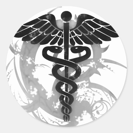 Grunge caduceus runder aufkleber (Vorderseite)