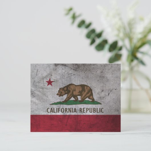 Grunge California Flag Postkarte (Stehend Vorderseite)