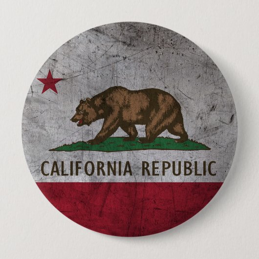 Grunge California-Flagge Button (Vorderseite)