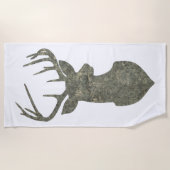 Grunge Camouflage Hirsche Silhouette Strandtuch (Vorderseite)