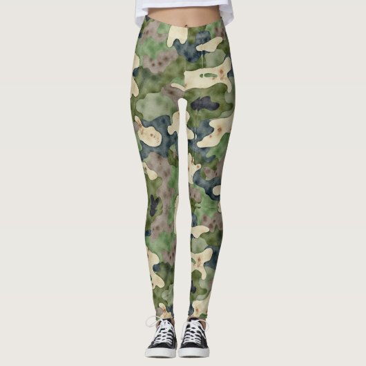 Grunge Camouflage Subtle Dirt Pattern Leggings (Vorderseite)