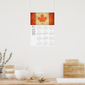 Grunge Canada Flag Calendar 2017 Poster (Küche)