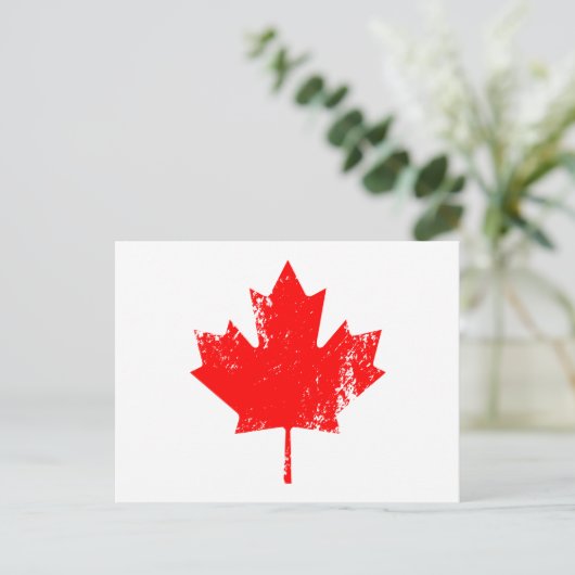 Grunge Canada Flag Maple - Rot verzerrt Postkarte (Stehend Vorderseite)