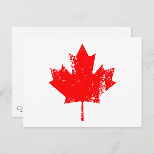 Grunge Canada Flag Maple - Rot verzerrt Postkarte (Vorne/Hinten)