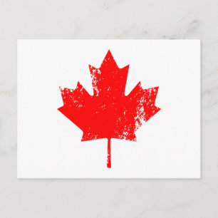 Grunge Canada Flag Maple - Rot verzerrt Postkarte