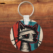 Grunge Cat Art Schlüsselanhänger (Vorderseite)