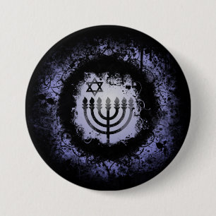 Grunge Chanukah Menorah Button
