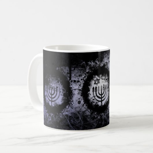 Grunge Chanukah Menorah Kaffeetasse (Vorderseite Links)