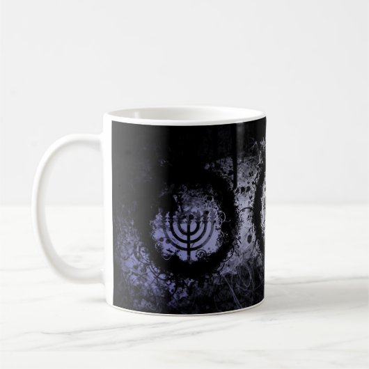 Grunge Chanukah Menorah Kaffeetasse (Links)