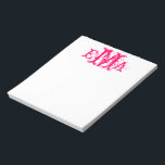 Grunge Chic Personalisiert Monogram Notepad Notizblock<br><div class="desc">Grunge Chic Personalisiert Monogram Design in Rosa und Weiß</div>