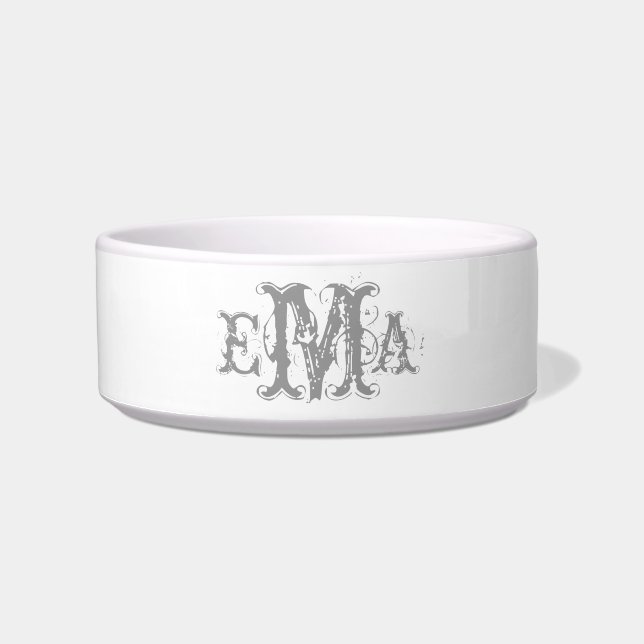 Grunge Chic Personalisiert Monogram Pet Bowl Napf (Vorderseite)