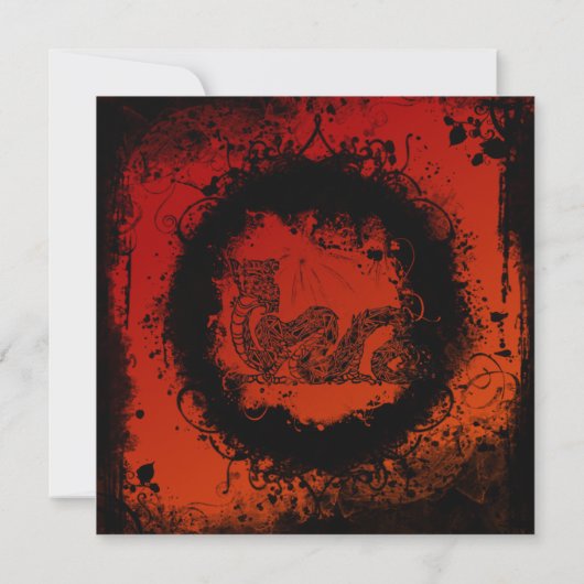 Grunge Chinese New Year Dragon Einladung (Rückseite)