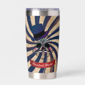 Grunge Circus Sugar Skull Ringmaster Custom Text Thermobecher (Rückseite)