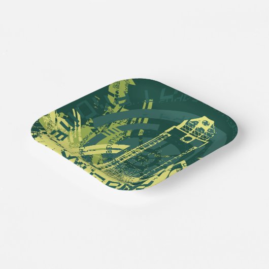 Grunge City Graphic Pappteller (Gewinkelt)