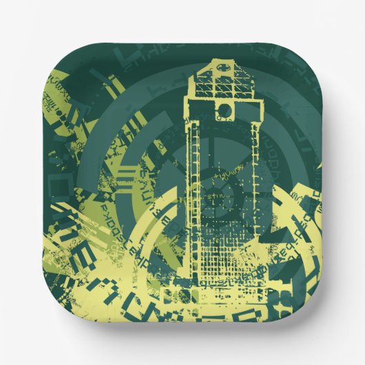 Grunge City Graphic Pappteller (Vorderseite)