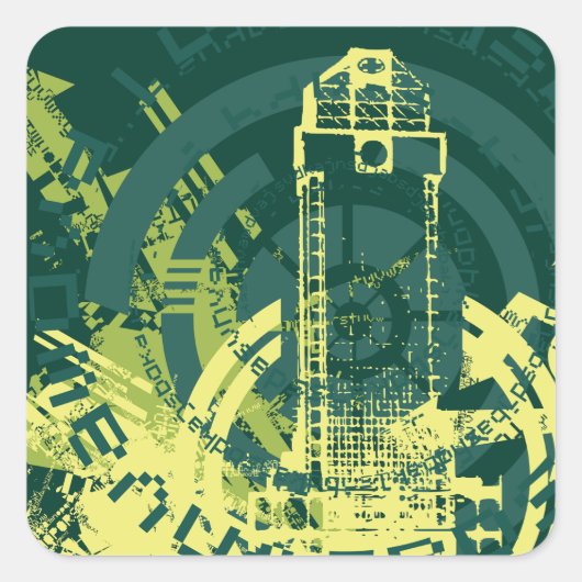 Grunge City Graphic Quadratischer Aufkleber (Vorderseite)