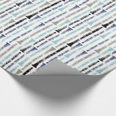 Grunge Clarinets - Blau und Grau Geschenkpapier (Ecke)