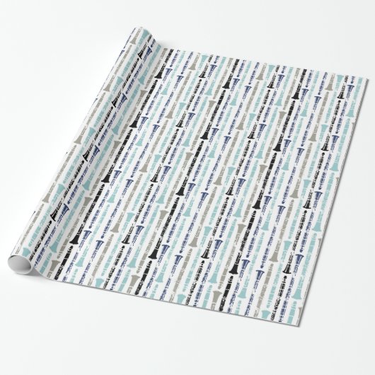 Grunge Clarinets - Blau und Grau Geschenkpapier (Ungerollt)