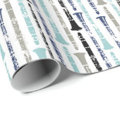 Grunge Clarinets - Blau und Grau Geschenkpapier (Rolleneckpunkt)