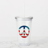 Grunge Cloud American Flag Peace Sign Acryltrinkbecher (Vorderseite)