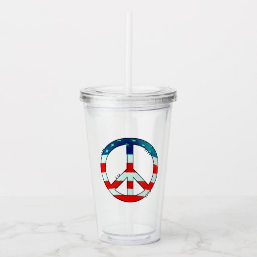 Grunge Cloud American Flag Peace Sign Acryltrinkbecher (Vorderseite)