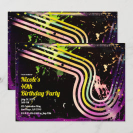 Grunge Color Spritzer Retro Geburtstagsparty der 8 Einladung