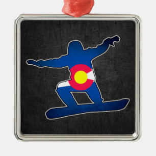 Grunge Colorado Fahne Snowboarder-Ornament Ornament Aus Metall
