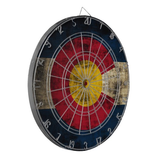 Grunge Colorado Flag Dartscheibe (Vorderseite Links)