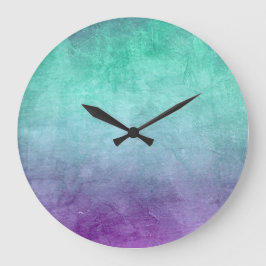 Grunge Colors - Aquamarin und Lila Große Wanduhr