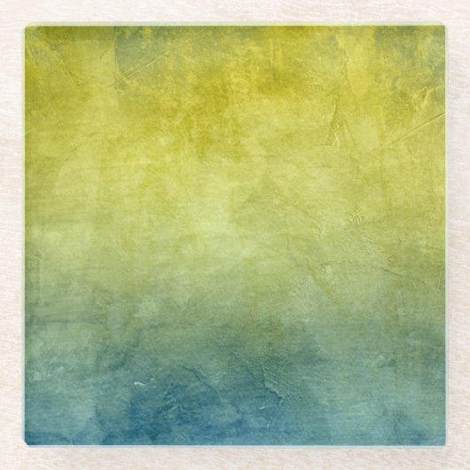 Grunge Colors - Gelb & Blau Glasuntersetzer (Vorderseite)