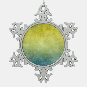 Grunge Colors - Gelb & Blau Schneeflocken Zinn-Ornament