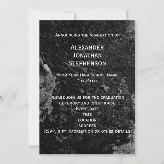 Grunge Concrete 3 Foto Boys Abschluss Einladung (Rückseite)