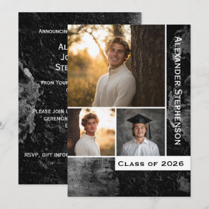 Grunge Concrete 3 Foto Boys Abschluss Einladung