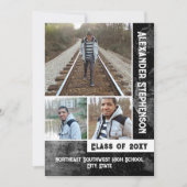 Grunge Concrete 3 Foto Boys Typ Abschluss Einladung (Vorderseite)