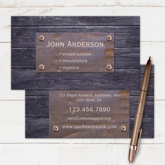 Grunge Construction Renovation Business Card Visitenkarte