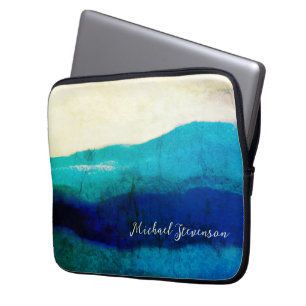Grunge Coole Signatur Türkis und Ozean Blue Sea Laptopschutzhülle
