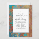 Grunge Copper Patina & Aquamarines virtuelles Brau Einladung (Vorderseite)
