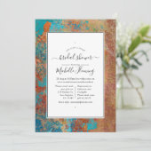Grunge Copper Patina & Aquamarines virtuelles Brau Einladung (Stehend Vorderseite)