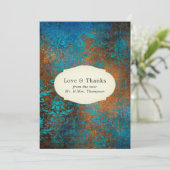 Grunge Copper Patina und Türkis Dankeschön Karte (Stehend Vorderseite)