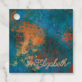 Grunge Copper Patina und Türkis Geschenkanhänger