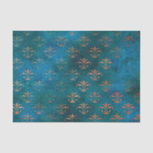 Grunge Copper Patina und Türkis Seidenpapier