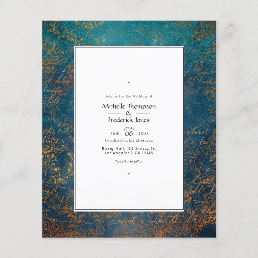 Grunge Copper Patina und türkisfarbene Hochzeit Ei Flyer (Vorne)