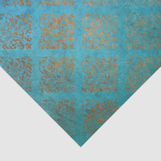 Grunge Copper Patina und Turquoise Verdigris Seidenpapier (Ausschnitt)