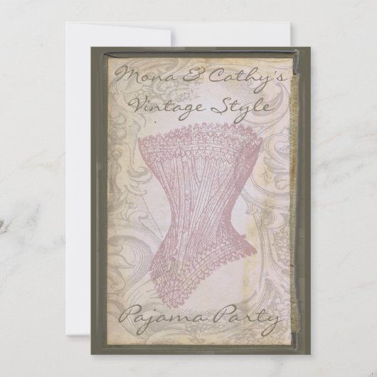 Grunge Corset Anpassbare Pajama-Party Einladung (Vorderseite)