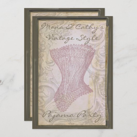 Grunge Corset Anpassbare Pajama-Party Einladung (Vorne/Hinten)