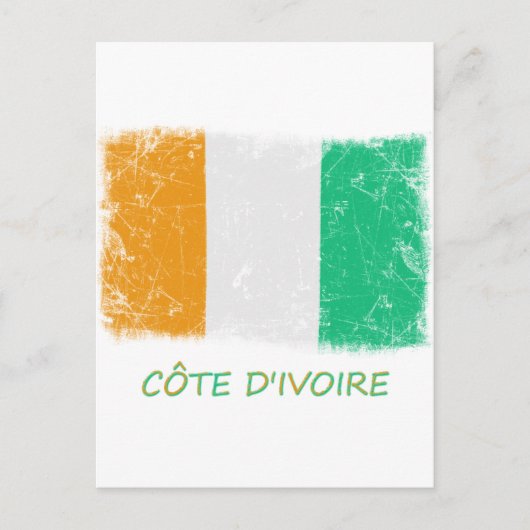 Grunge Côte d'Ivoire-Flagge Postkarte (Vorderseite)
