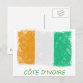 Grunge Côte d'Ivoire-Flagge Postkarte (Vorne/Hinten)