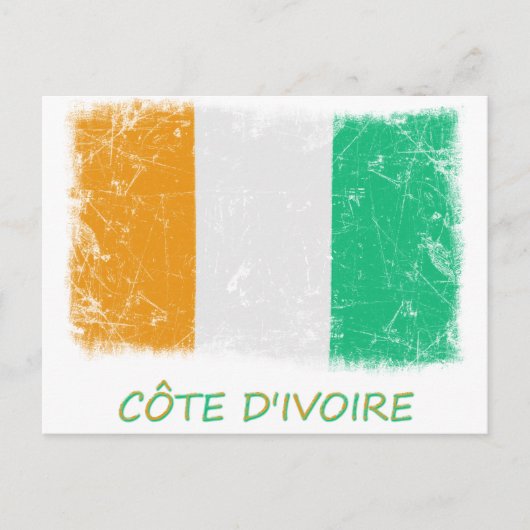 Grunge Côte d'Ivoire-Flagge Postkarte (Vorderseite)