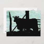 Grunge Cow Silhouette Postkarte (Vorne/Hinten)